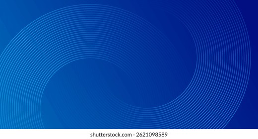 Abstract blue glowing geometric lines on dark blue background. Modern shiny blue circle lines pattern. Futuristic technology concept. Suit for cover, poster modern. Vector Eps10