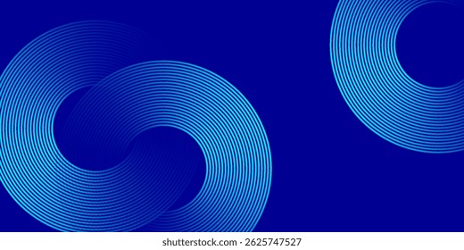 Abstract blue glowing geometric lines on dark blue background. Modern shiny blue circle lines pattern. Futuristic technology concept. Suit for cover, poster, banner, website. vector ilustration