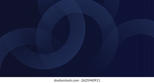 Abstract blue glowing geometric lines on dark blue background. Modern shiny blue circle lines pattern. Futuristic technology concept. modern simple good