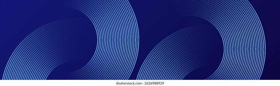 Líneas geométricas brillantes azules Abstractas sobre fondo azul oscuro. Moderno patrón de líneas de círculo azul brillante. eps 10
