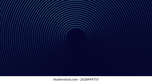 Líneas geométricas brillantes azules Abstractas sobre fondo azul oscuro. Moderno patrón de líneas de círculo azul brillante. Concepto de tecnología futurista. Traje para la cubierta, cartel, Anuncio, cabecera, Sitio web.