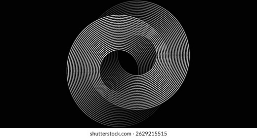 Abstrakte blaue leuchtende geometrische Linien auf dunkelblauem Hintergrund Kreis Künste