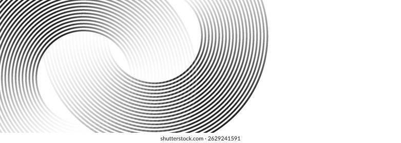 Abstract blue glowing geometric lines on dark blue background. Modern shiny blue circle lines pattern. Futuristic technology concept.