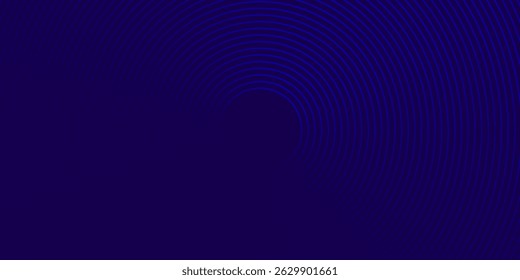 Abstract blue glowing geometric lines on dark blue background. Modern shiny blue circle lines pattern. Futuristic technology concept. Suit for cover, poster, banner, brochure, header, website. eps 10