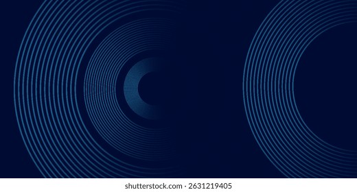 Abstract blue glowing geometric lines on dark blue background. Modern shiny blue circle lines pattern. Futuristic technology concept. eps 10