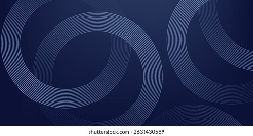 Abstract blue glowing geometric lines on dark blue background. Modern shiny blue circle lines pattern. Futuristic technology concept. Suit for cover, poster,