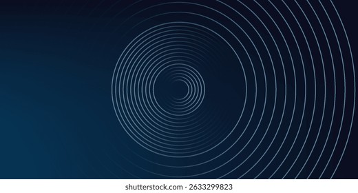 Líneas geométricas brillantes azules Abstractas sobre fondo azul oscuro. Moderno patrón de líneas de círculo azul brillante. Concepto de tecnología futurista. Traje para la cubierta, cartel, Anuncio, cabecera, Sitio web.