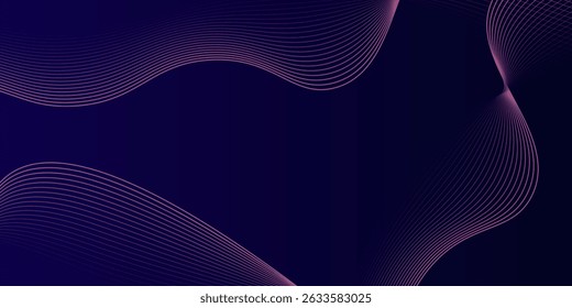 Abstract blue glowing geometric lines on dark blue background. Modern shiny blue circle lines pattern. Futuristic technology concept. Suit for cover, poster, banner, brochure, header, website
