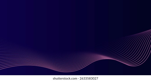 Abstrakte blaue leuchtende geometrische Linien auf dunkelblauem Hintergrund. Moderne glänzende blaue Kreislinien Muster. Futuristisches Technologiekonzept. Anzug für Cover, Poster, Banner, Broschüre, Header, Website