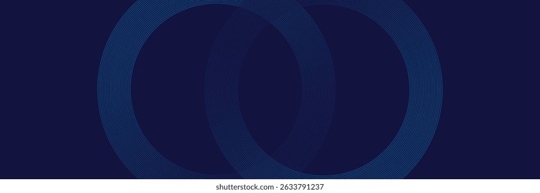 Abstract blue glowing geometric lines on dark blue background. Modern shiny blue circle lines pattern.  eps 10.