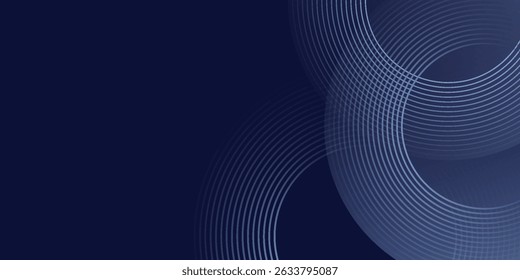 Líneas geométricas brillantes azules Abstractas sobre fondo azul oscuro. Moderno patrón de líneas de círculo azul brillante.