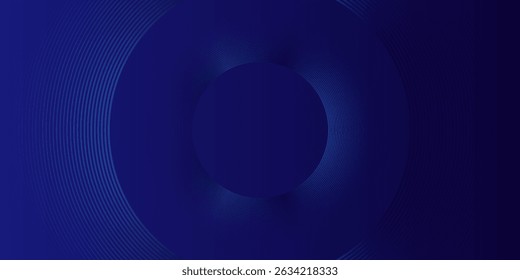 Líneas geométricas brillantes azules Abstractas sobre fondo azul oscuro. Moderno patrón de líneas de círculo azul brillante. Concepto de tecnología futurista. Traje para la cubierta, cartel, Anuncio, cabecera, Sitio web.eps10