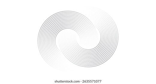 Abstract blue glowing geometric lines on dark blue background. Modern shiny blue circle lines pattern. Futuristic technology concept. Suit for cover, poster, banner, header, website.