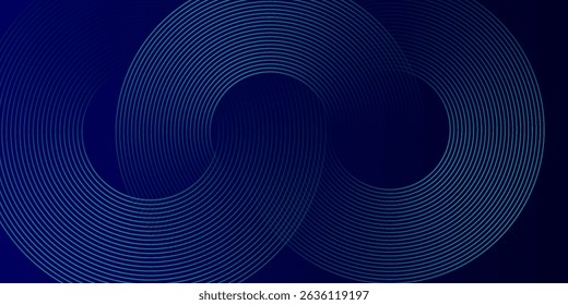 Líneas geométricas brillantes azules Abstractas sobre fondo azul oscuro. Moderno patrón de líneas de círculo azul brillante. Concepto de tecnología futurista. Traje para la cubierta, cartel, Anuncio, folleto, cabecera, Sitio web
