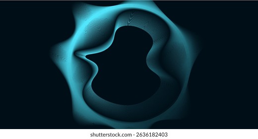 Abstract blue glowing geometric lines on dark blue background. Modern shiny blue circle lines pattern. Futuristic technology concept. Suit for cover, poster,