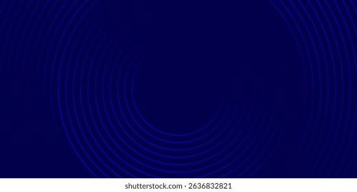 Abstract blue glowing geometric lines on dark blue background. Modern shiny blue circle lines pattern. Futuristic technology concept. Suit for cover, poster, banner, header, website.