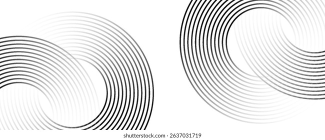 Abstract blue glowing geometric lines on dark blue background. Modern shiny blue circle lines pattern. Futuristic technology concept. Suit for cover, poster, banner, brochure, header, website. eps 10