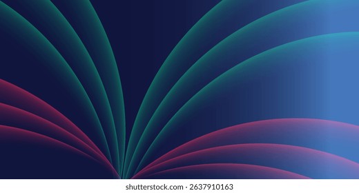 Abstract blue glowing geometric lines on dark blue background. Modern shiny blue circle lines pattern
