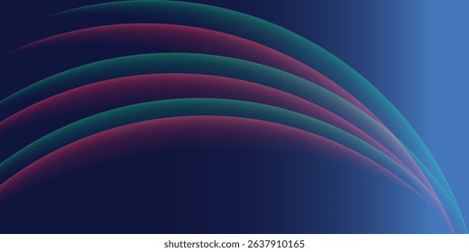Abstract blue glowing geometric lines on dark blue background. Modern shiny blue circle lines pattern