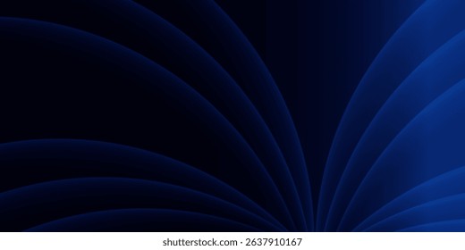 Abstract blue glowing geometric lines on dark blue background. Modern shiny blue circle lines pattern