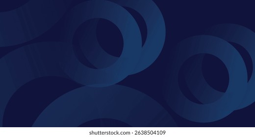 Abstract blue glowing geometric lines on dark blue background. Modern shiny blue circle lines pattern.