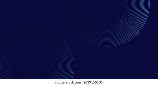 Abstract blue glowing geometric lines on dark blue background. Modern shiny blue circle lines pattern. Futuristic technology concep