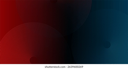 Abstract blue glowing geometric lines on dark blue background. Modern shiny blue circle lines pattern. Futuristic technology concept. Suit for cover, poster, banner, brochure, header, website