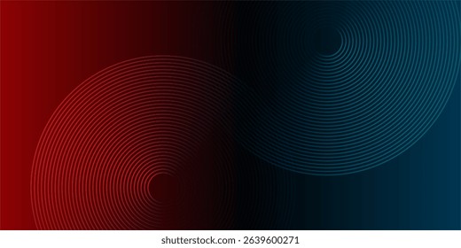 Abstract blue glowing geometric lines on dark blue background. Modern shiny blue circle lines pattern. Futuristic technology concept. Suit for cover, poster, banner, brochure, header, website