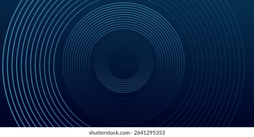 Abstract blue glowing geometric lines on dark blue background. Modern shiny blue circle lines pattern. Futuristic technology concept eps 10.	