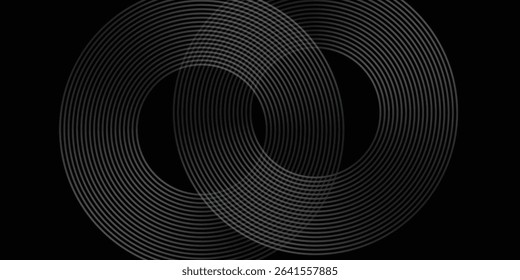 Abstract blue glowing geometric lines on dark blue background. Modern shiny blue circle lines pattern. Futuristic technology concept. Suit for cover, poster, banner, brochure, header, website
