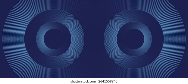Abstract blue glowing geometric lines on dark blue background. Modern shiny blue circle lines pattern.