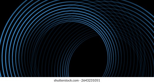 Abstract blue glowing geometric lines on dark blue background. Modern shiny blue circle lines pattern. Futuristic technology concept. vector
