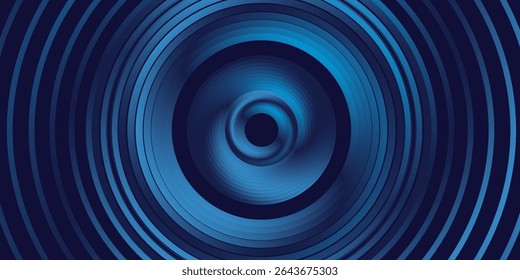 Abstract blue glowing geometric lines on dark blue background. Modern shiny blue circle lines pattern. Futuristic technology concept. modern