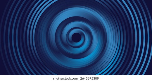 Líneas geométricas brillantes azules Abstractas sobre fondo azul oscuro. Moderno patrón de líneas de círculo azul brillante. Concepto de tecnología futurista. moderno