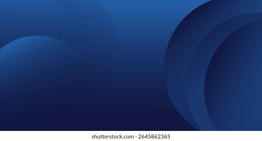 Abstract blue glowing geometric lines on dark blue background.  Design blue circle lines pattern simple art