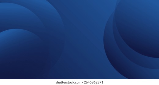 Abstract blue glowing geometric lines on dark blue background. Design blue circle lines pattern simple art modern good