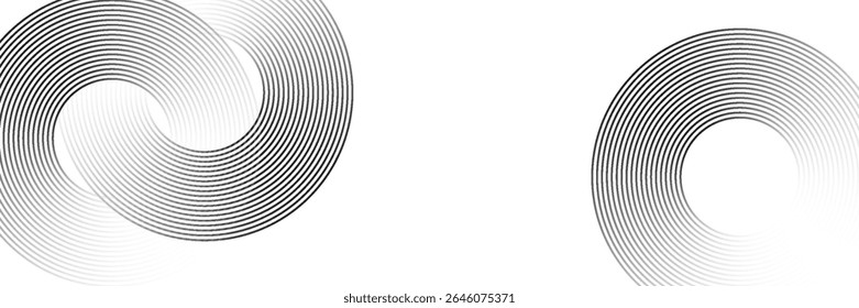 Abstract blue glowing geometric lines on dark blue background. Modern shiny blue circle lines pattern. Futuristic technology concept. Suit for cover, poster, banner, header, website.