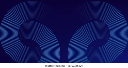Líneas geométricas brillantes azules Abstractas sobre fondo azul oscuro. Moderno patrón de líneas de círculo azul brillante. Concepto de tecnología futurista. Traje para la cubierta, cartel, Anuncio, folleto, cabecera, Sitio web