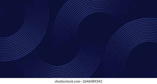 Abstract blue glowing geometric lines on dark blue background. Modern shiny blue circle lines pattern. Futuristic technology concept. Suit for cover, poster, banner, brochure, header, website vector