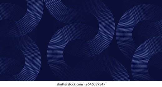Abstract blue glowing geometric lines on dark blue background. Modern shiny blue circle lines pattern. Futuristic technology concept. Suit for cover, poster, banner, brochure, header, website vector