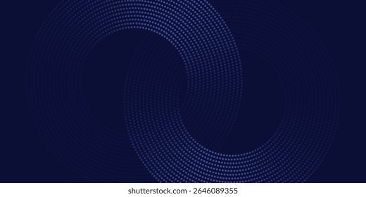 Abstract blue glowing geometric lines on dark blue background. Modern shiny blue circle lines pattern. Futuristic technology concept. Suit for cover, poster, banner, brochure, header, website vector