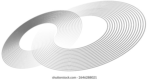 Abstract blue glowing geometric lines on dark blue background. Modern shiny blue circle lines pattern. Futuristic technology concept. Suit for cover, poster, banner, brochure, header, website. eps 10