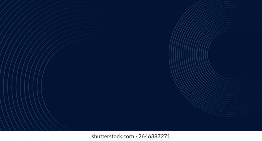 Líneas geométricas brillantes azules Abstractas en el arte azul oscuro del fondo. Modelo azul brillante moderno de las líneas circulares