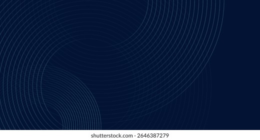 Abstract blue glowing geometric lines on dark blue background art. Modern shiny blue circle lines pattern modern good