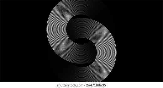 Abstract blue glowing geometric lines on dark blue background circle arts, vector