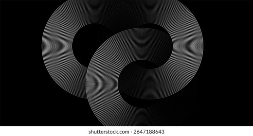 Abstract blue glowing geometric lines on dark blue background circle arts, vector