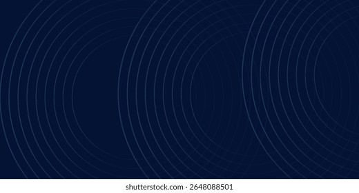 Líneas geométricas brillantes azules Abstractas sobre Vector de fondo azul oscuro. Moderna textura de patrón de líneas de círculo azul brillante