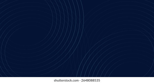 Líneas geométricas brillantes azules Abstractas sobre fondo azul oscuro. Moderno patrón de líneas de círculo azul brillante bueno simple