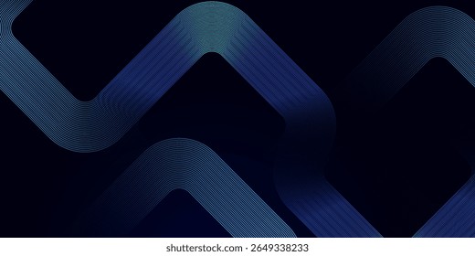 Abstract blue glowing geometric lines on dark background. Modern shiny blue rounded square lines pattern. Futuristic technology, vector illustration, website,poster