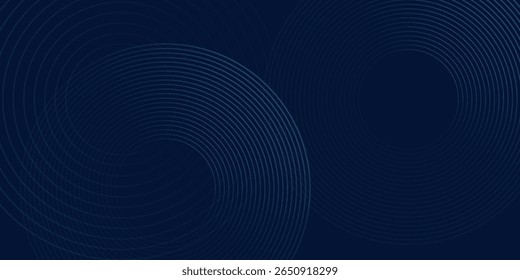 Abstrakte blaue leuchtende geometrische Linien auf dunkelblauem Hintergrund. Moderne glänzende blaue Kreislinien Muster Textur Illustrationen